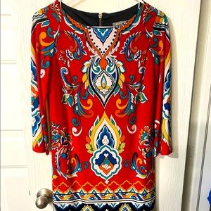 Red Boho 70's 3/4 sleeve dress sz med
